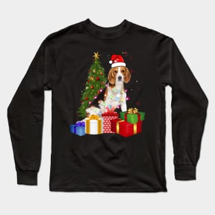 Beagle Christmas Tree Santa Hat Funny Xmas Gift Dog T-Shirt Long Sleeve T-Shirt